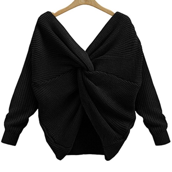 V neck sweater with a twisted back jumper - Picture 4 of 8